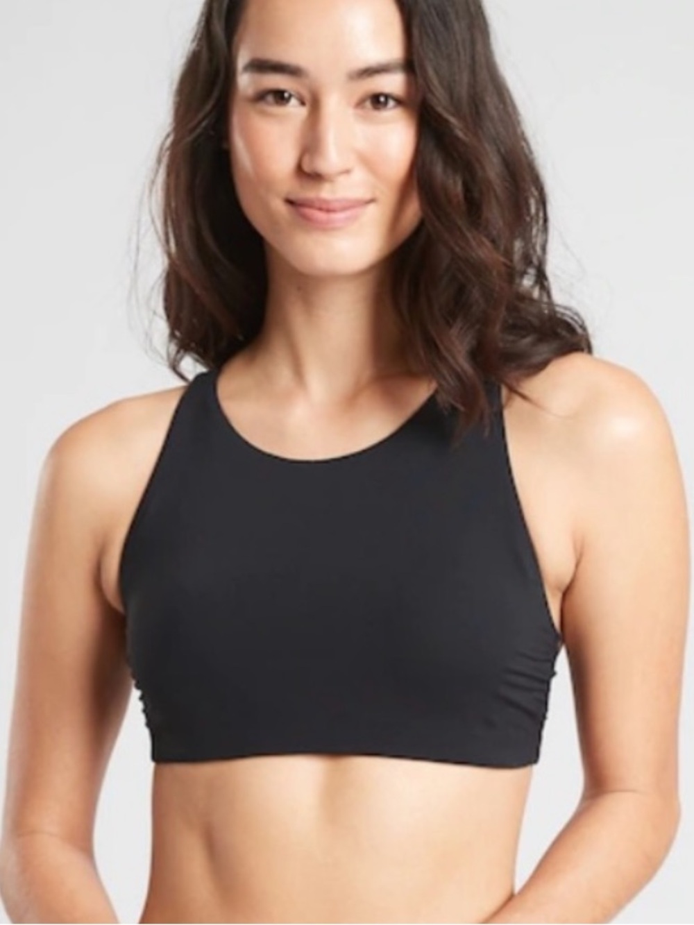 Athleta high neck bikini top black swim supportive small